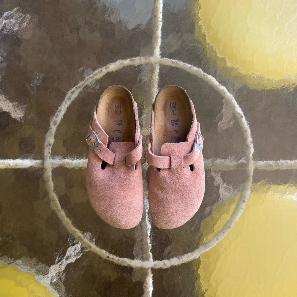 Birkenstock Pink Suede Boston Clog